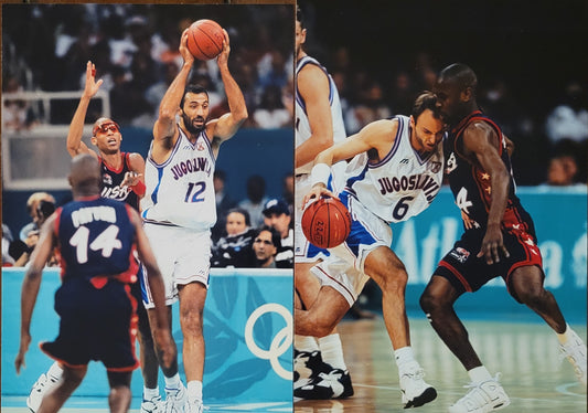 2 original media photos, Dream Team 3 Final, 1996, Gary Payton and Reggie Miller.