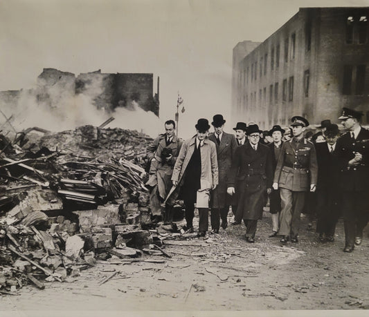 King George VI Inspects Nazi Bombing Damage in Coventry. 1940.