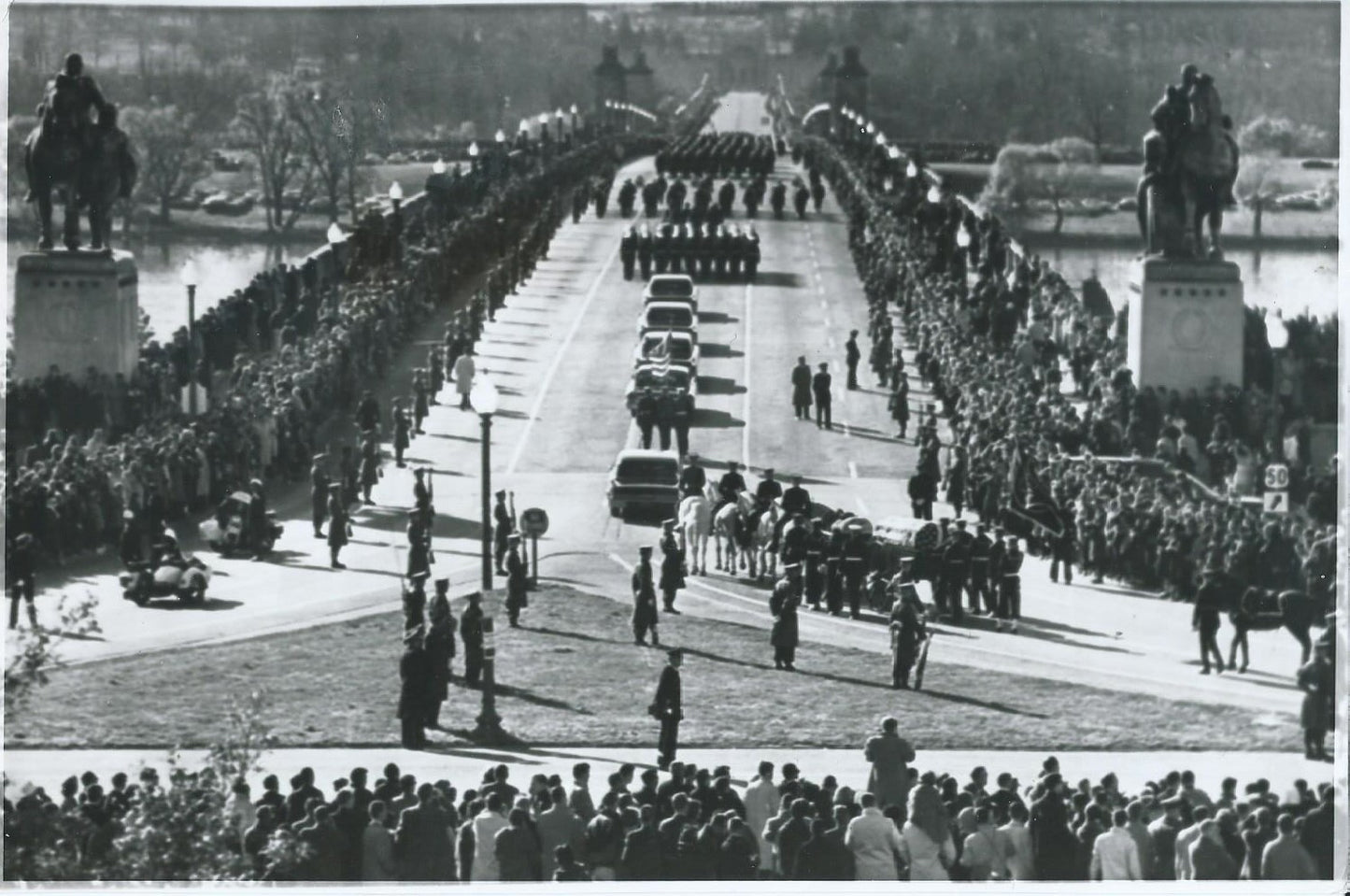 type 3 Photo, JFK Funeral Procession Crosses Bridge to Arlington Cemetary. 1963.